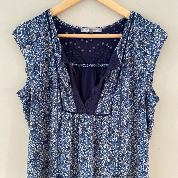 Daniel Rainn Cottegecore Floral Lace Eyelet Boho Tassel Sleeveless Mini Dress - Picture 2 of 3